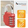 Newhouse Hardware Combination Padlock, Number of Dials 4, Customizable 4-Digit Lock Combo, Red NHH-NUMLK-RD